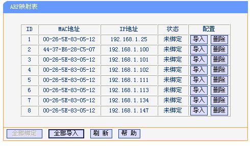 arp映射表，arp映射表导入？